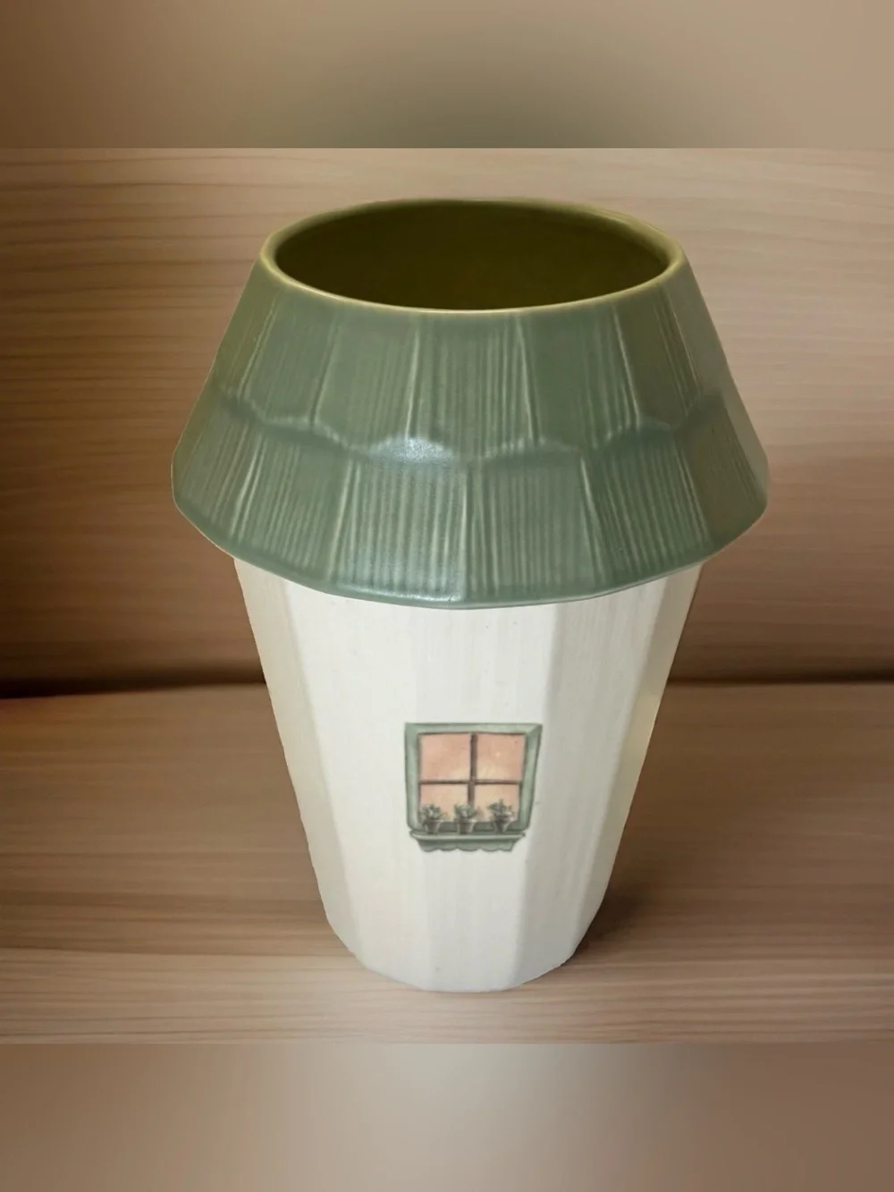 Pfaltzgraff Naturewood Utensil Holder Bird House Vintage Jar Vase Retired